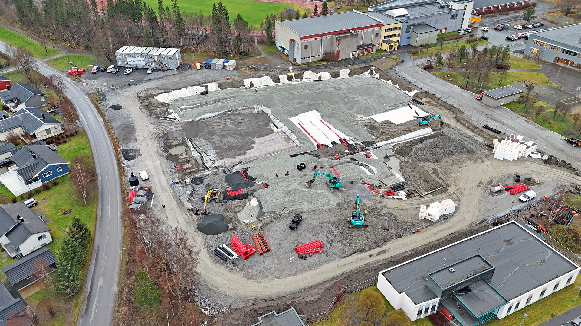 Nye Mosjøen videregående skole - Dronefoto: Consto